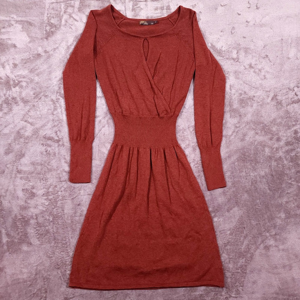 prAna Dress Womens XS Sonatina Mini V-Neck Knit Wrap Sweater Boho Fall